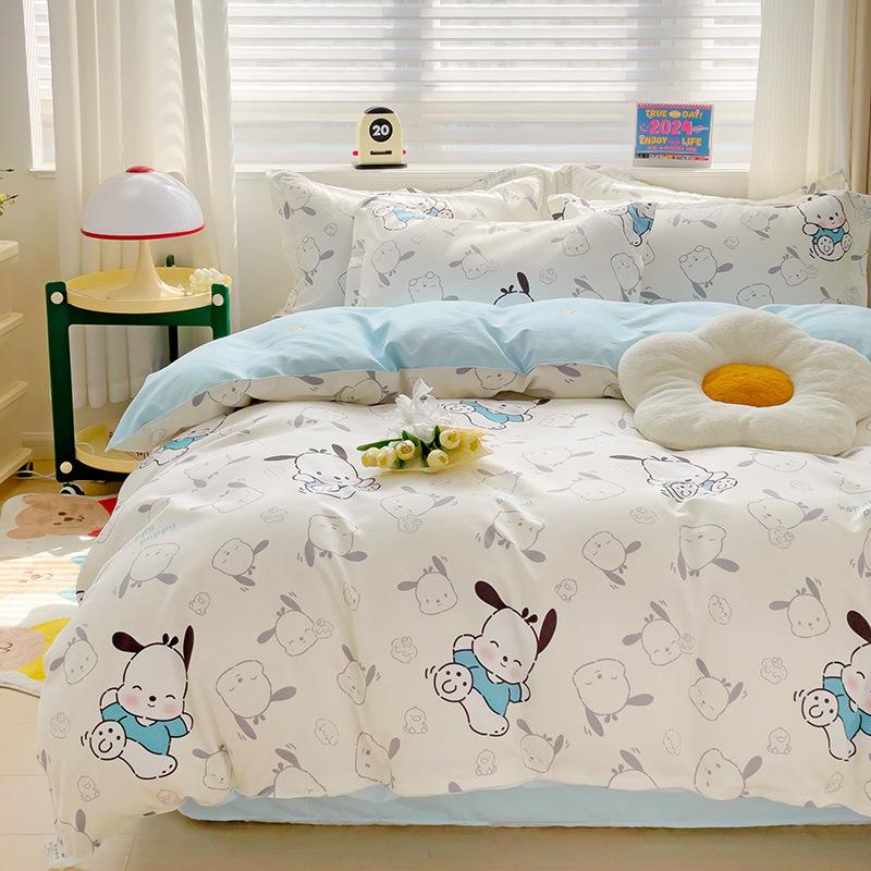 Klasse A Säuglings- und Kleinkindqualität Ins Kleiner Frischer Verdickter Abgeriebener Vier-Teile-Satz Hautfreundliche Laken Gewaschene Baumwolle Bettbezug Schlafsaal 3-teiliges Set