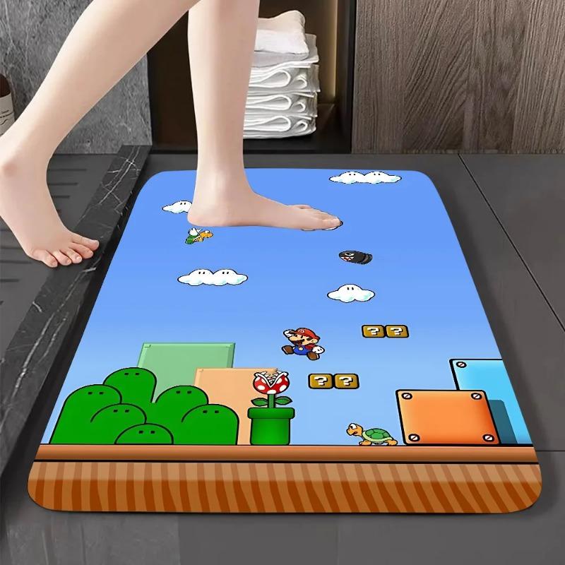 Disney Cartoon M-Mario-Bros Floor Mat Graphic Printed Flannel Doormats For Bathroom Kitchen Entrance Carpet Home Decor