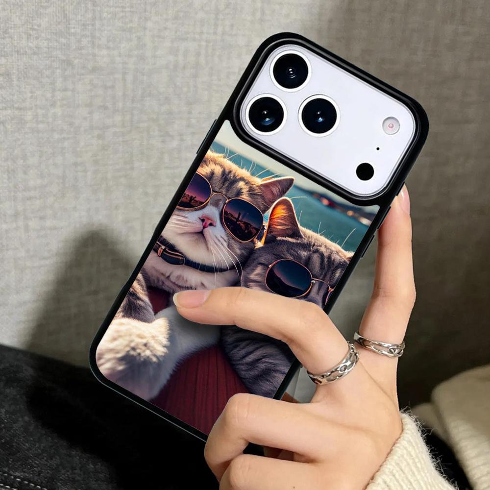 Capa Case for iPhone 17 Air 16 Pro Max 15 Plus 11 13 Mini 14 12 Back Phone Cover Cool Animal Cat