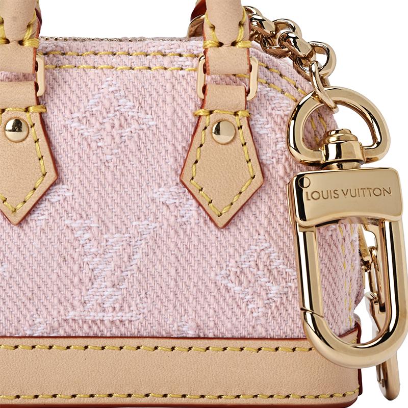 Louis Vuitton Portafoglio Mini Donna Micro Alma Denim Tela Tela Monogramma Classico Pelle Rosa M02763