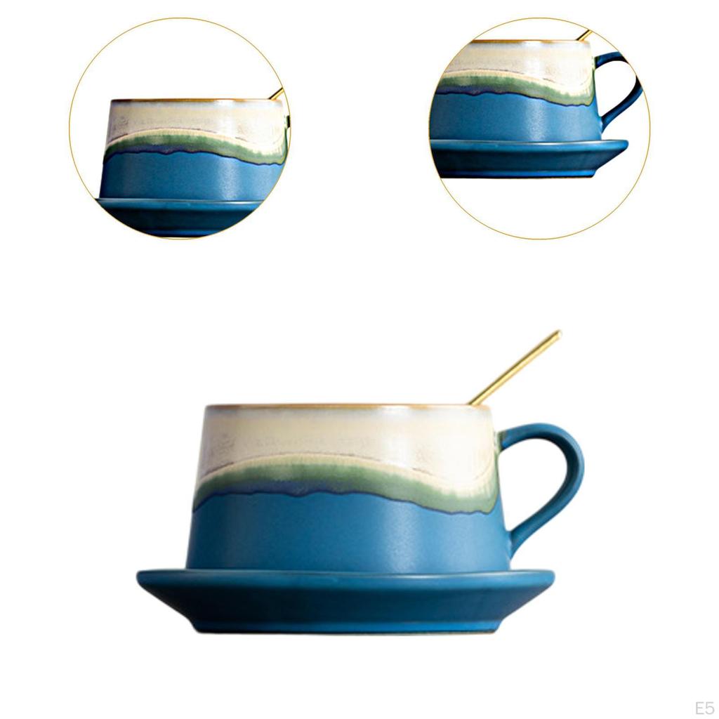 Ceramic Coffee Mug Cup Drinkware Home Decoration with Spoon Pottery Gifts