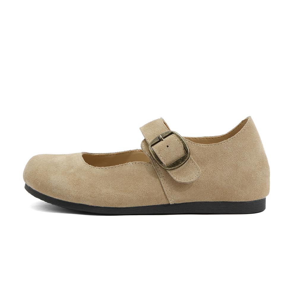 Mary Jane leather women's shoes autumn and autumn retro soft-soled single shoes inner height increase flat-soled one-pedal Birkenbean shoes