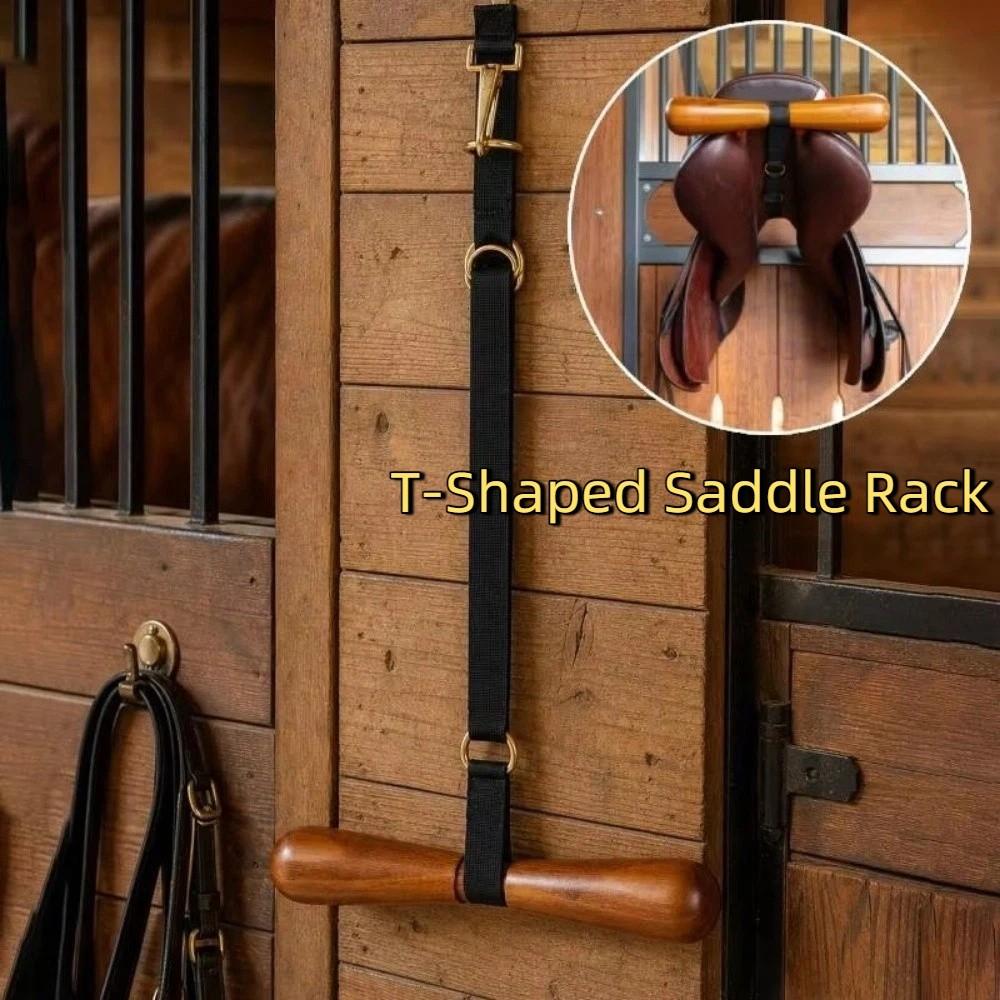 Wall Mounted T-Shaped Saddle Rack Wooden Horse Tack Rack T-Shaped Saddle Hanger for Western Saddle