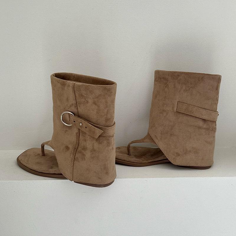 Fashion Fashion Flock Women Ankle Boots Shoes Female Flip flops New 2025 Open Toe Ladies Sandals Booties With Height Increasing Footwear