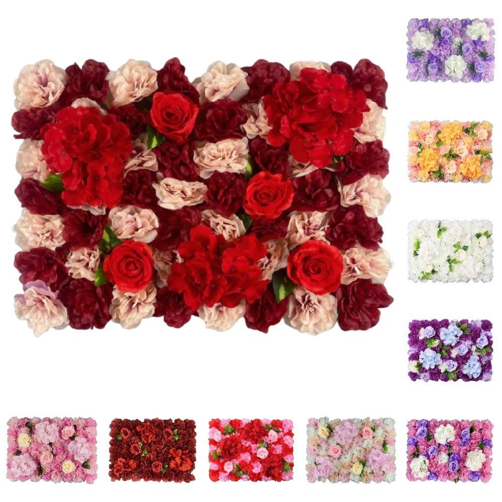 Handmade Artificial Flower Wall Panels Realistic Silk Rose Flower Wall  Birthday Party