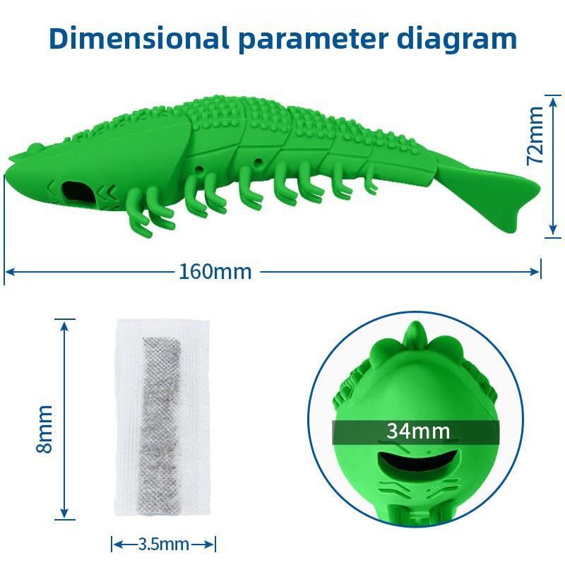 Rubber Cat Toy Chew Toothbrush Catnip Shrimp Shape Pet Toy for Dental Cleaning and Play