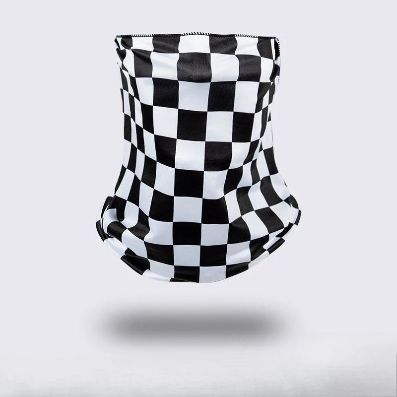 1Pc Outdoor Men Women Checkered Grid Face Mask Motorcycle Riding Neck Face Protection Cover Windproof Anti-UV Cycling Tube Scarf