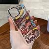 Cartoon Travel Graffiti Phone Case For iPhone 17 Pro Max Air 16 15 Pro 14 13 12 11 Shockproof Silicone Cover Silver Lens Frame