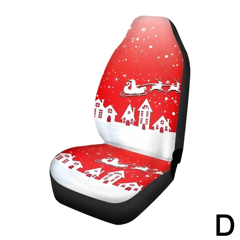 Cartoon Santa Claus Christmas Car Seat Covers Universal Cars Trucks Fit Decor Sedan SUV Holiday 2 Auto Most Cover Front Pcs U8Z0