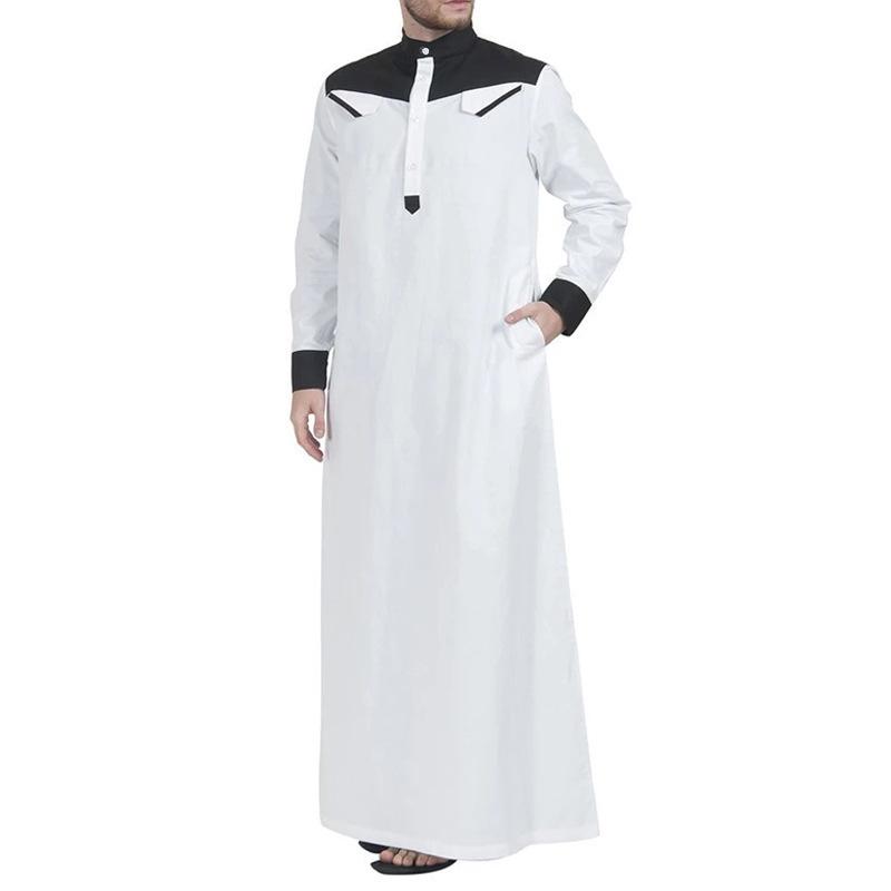 Dubai Islamic Men's Color Block Long Robe