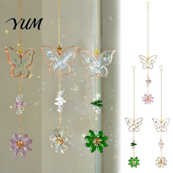 Elegant Indoor Hanging Decor Butterfly Faux Crystals Suncatcher with Hook, Sun Catcher for Windows, Sparkling Wind Glittering Window Chimes
