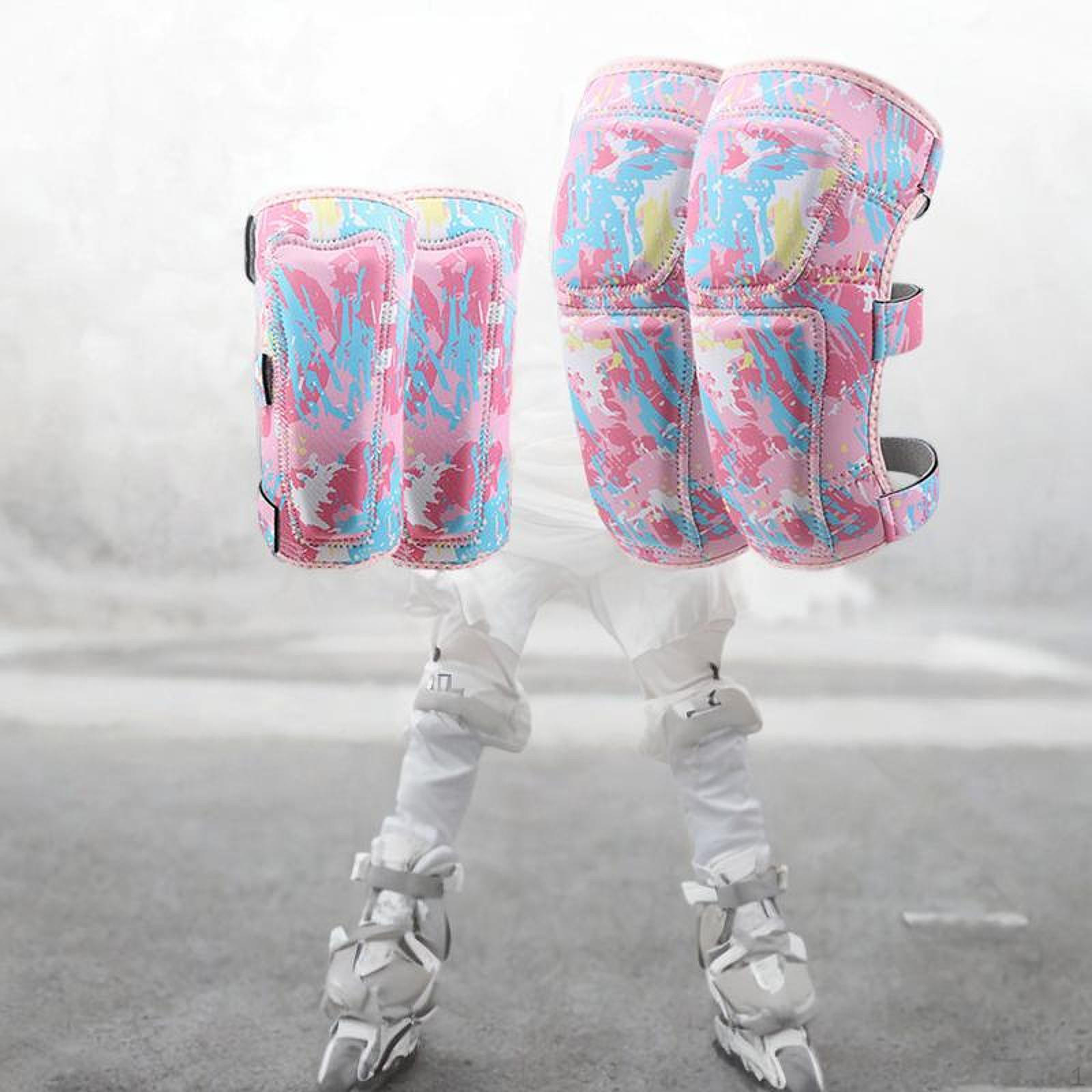 

Детские наколенники и налокотники для мальчиков и девочек, модные, амортизирующие, износостойкие, для катания на роликах, портативные розовый