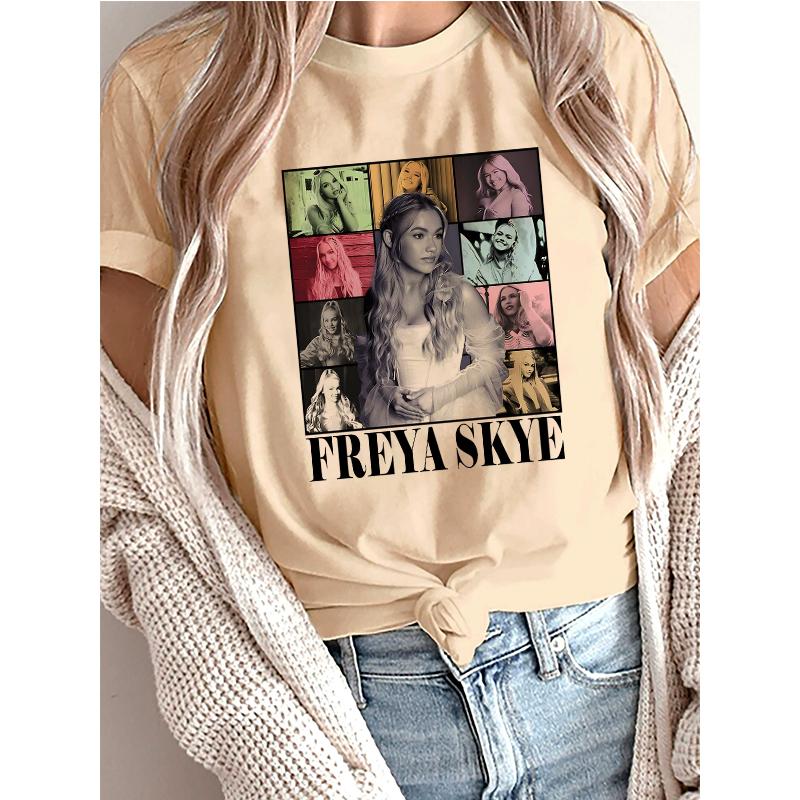 Womens Fashion Freya Skye Print Short Sleeve T Shirt 90s Graphic Vintage Tshirt Women Gothic Y2k Tshirt Streetwear Clothes