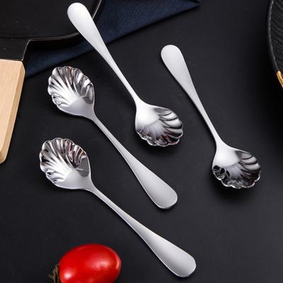Dessert Spoon Mirror Polish Shell Shape Stainless Steel Home Fruit Spoon for Kids