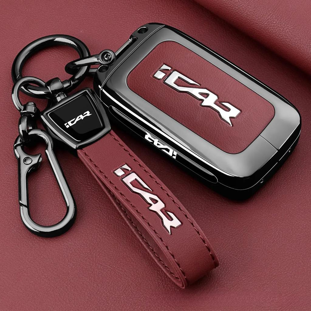 For Chery ICAR V27 ICAUR 2026 Key Fob Cover Smart Card Key Case with Keychain Buckle Protective Shell for Men Women Accessories