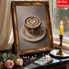 Creative Pearl Art on Stretched Frame Coffee Cup Heart Pattern DIY Sparkling Bead Canvas Relaxing Handmade Craft Gift for Kids