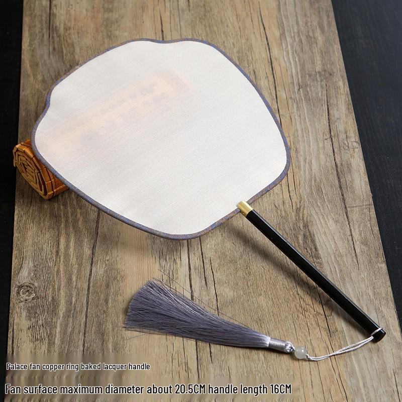 Vintage Silk Hand-Painted Gongbi Fan - Classic Chinese Round Palace Design