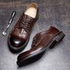 Oddychające buty męskie Brytyjskie sznurowane Miękka podeszwa Pierwsza warstwa Skóra bydlęca Retro Ręcznie robione Wysokiej klasy codzienne skórzane buty męskie Biznes