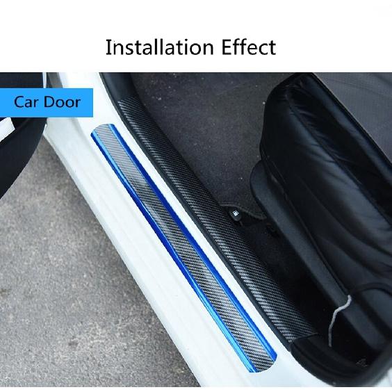 Autocolante pentru stilul mașinii Protector pentru prag de ușă anti zgârieturi Bandă de cauciuc Fibră de carbon Film de protecție pentru prag de mașină