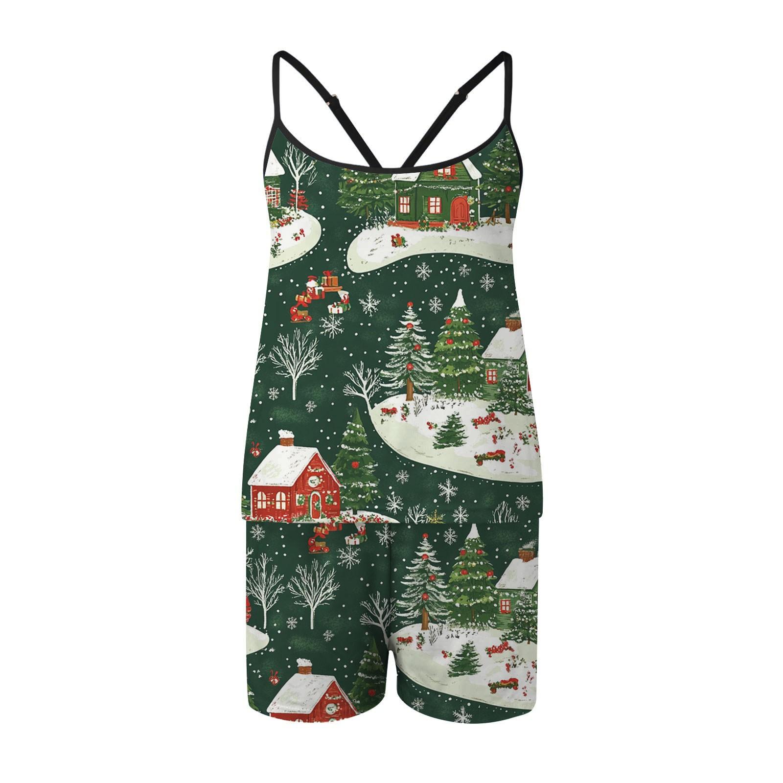 Женский модный рождественский комплект с принтом без рукавов — фото 3