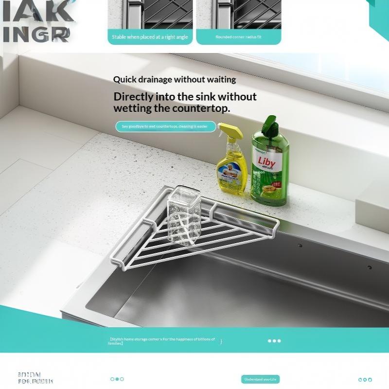 Waterproof Sink Corner Rack Anti-Rust Punch-Free Sponge Drying Rack Hollowed Sink Drain Shelf Bathroom
