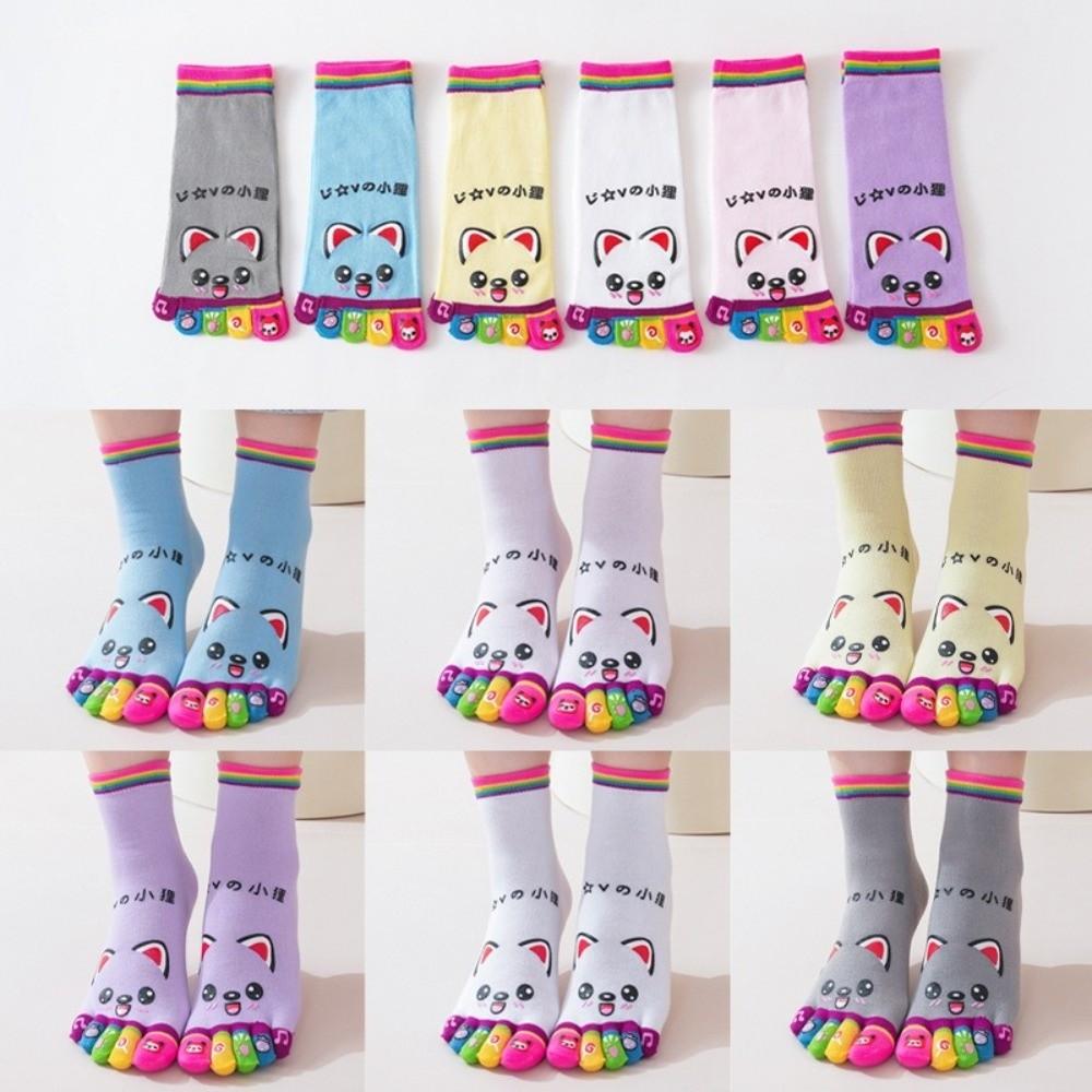 Funny Cartoon Five-finger Socks Breathable Sweat-absorbing Five-Toed Socks Cotton Socks Women
