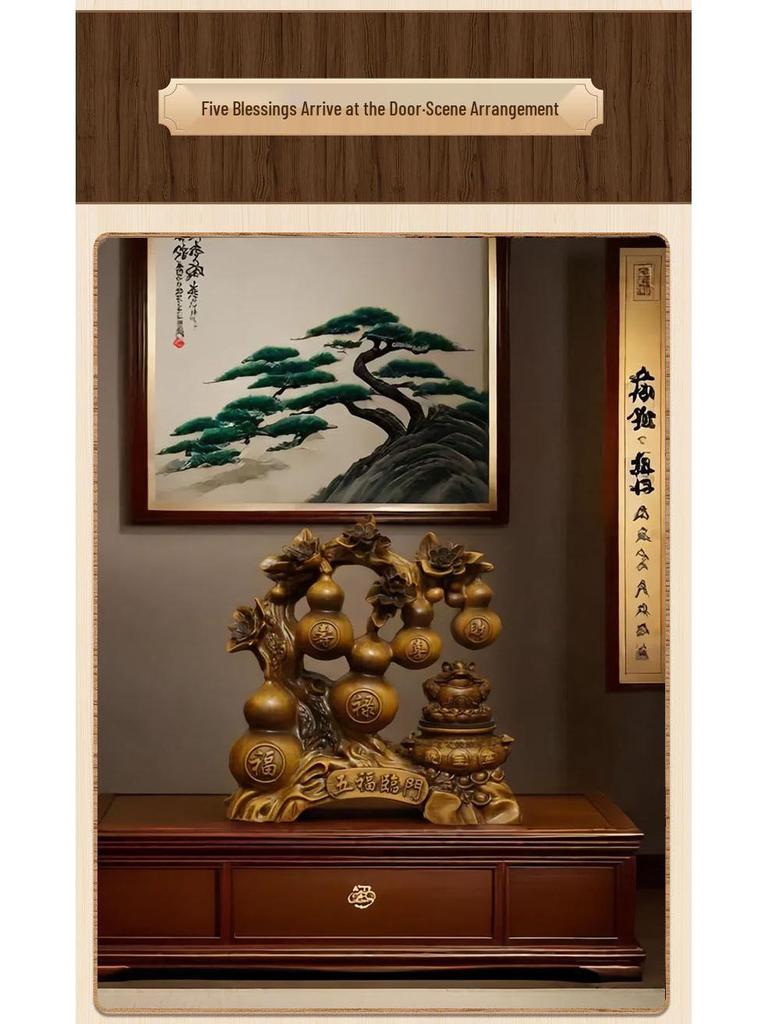 Fünf Segnungen Kürbis & Reichtum anziehende Kröte Ornament für Wohnzimmer oder Weinschrank Dekoration