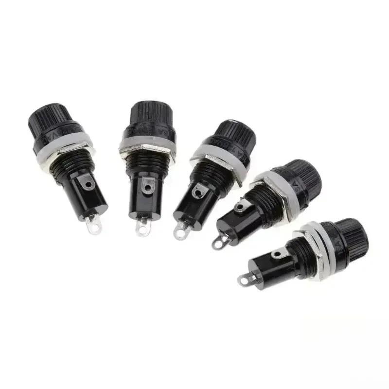 10A 250V Thread Screw Cap Panel Mounted Fuse Holders 5 Pieces 2025 VCQ for 5*20