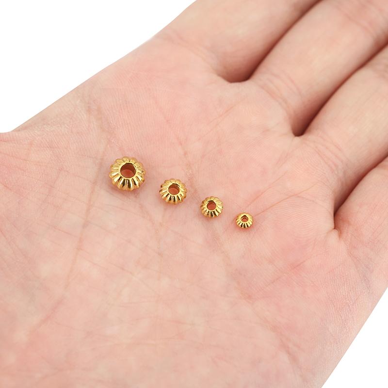 10pcs Stainless Steel Big Large Hole Spacer Beads 4 5 6 8 Mm PVD Never Fade Necklace Bracelet Beads Diy Findings Jewelry Making