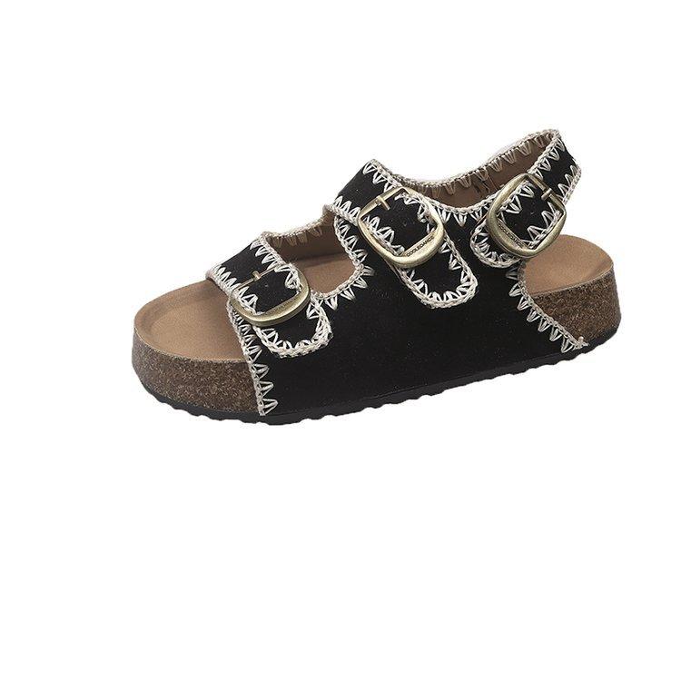 

[youshilai] Thick-soled belt buckle Birkenstock sandals 2025 new summer with skirt open-toed cool slippers 35