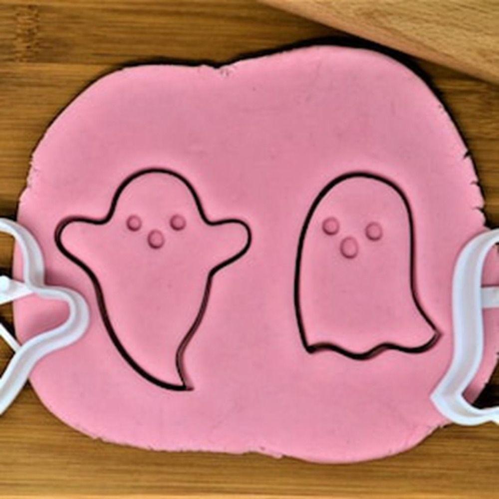 2PCS Ghosts Shapes Halloween Cookie Cutters Set Kitchen Accessories Reusable Cookie Cutters Plastics DIY Cookie Baking Mold