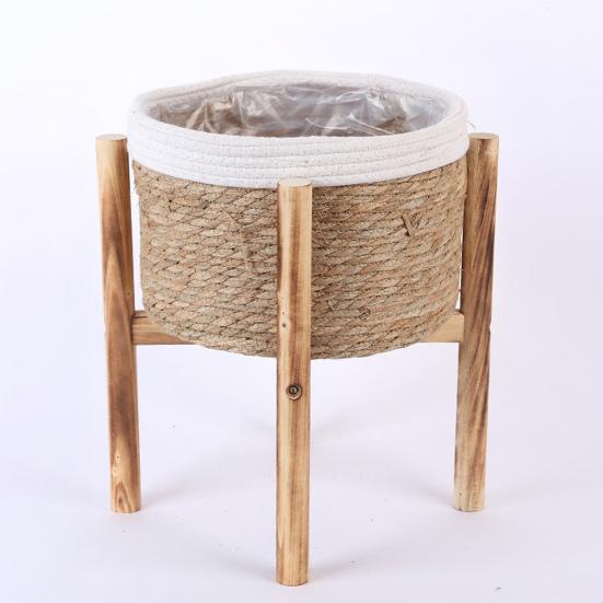 Floor Flower Stand, Heavy Pots Stable Rattan Basket, Smooth Surface Flower Stand for Indoor Outdoor Balcony