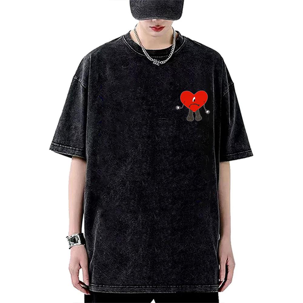 Washed Vintage Rapper Bad Bunny Un Verano Sin Ti Graphic Tshirt Summer Men Women Hip Hop Oversized Street Crewneck T Shirt Tops