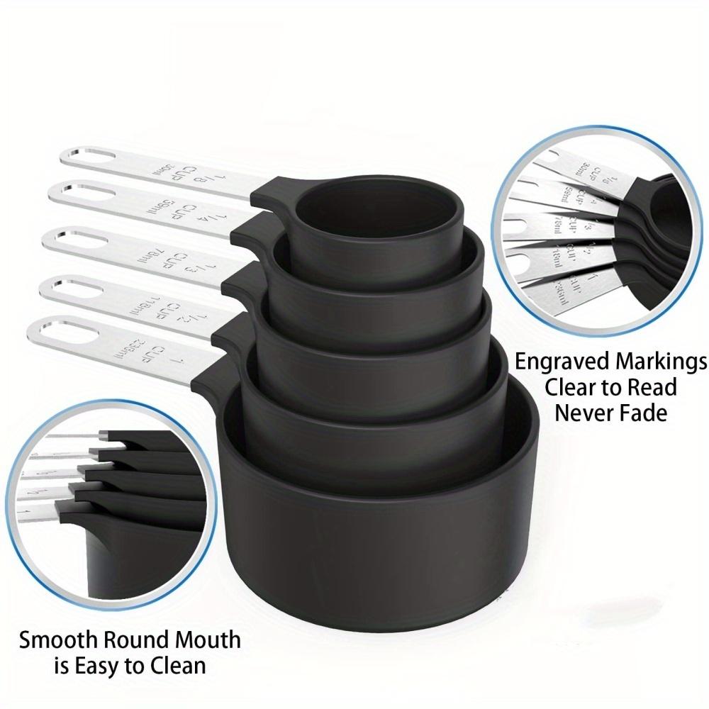 10 Pcs Measuring Cups and Spoons Set, Stainless Steel Handle Stackable Measuring Spoon Set, Measuring Cups for Dry and Measuring