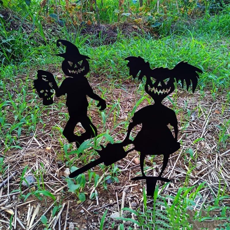 Scary Zombies Alloy Garden Stake Decorations, Eye Catching Front Yard Horror Decor, Craft with Scary Black Decorative Pile for Halloween Party