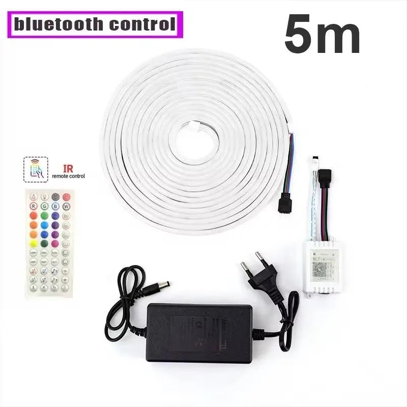 

EU Plug Neon RGB LED Strip Light 12V Silicone Ads Neon Sign Tape Lamp Bluetooth App Remote Control Waterproof Dimmable for Home