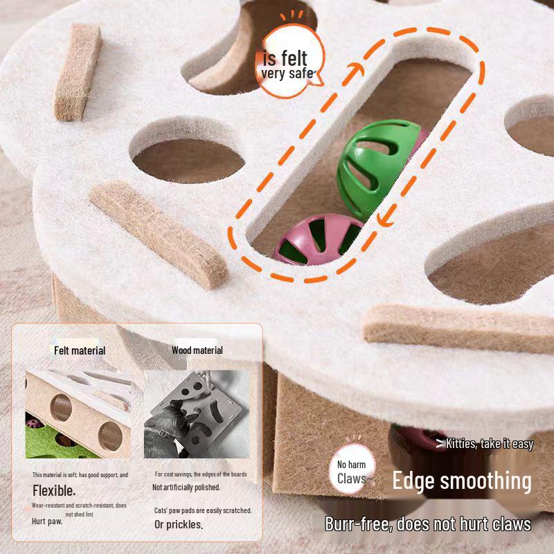 Cat Maze Felt Box with Teasing Ball