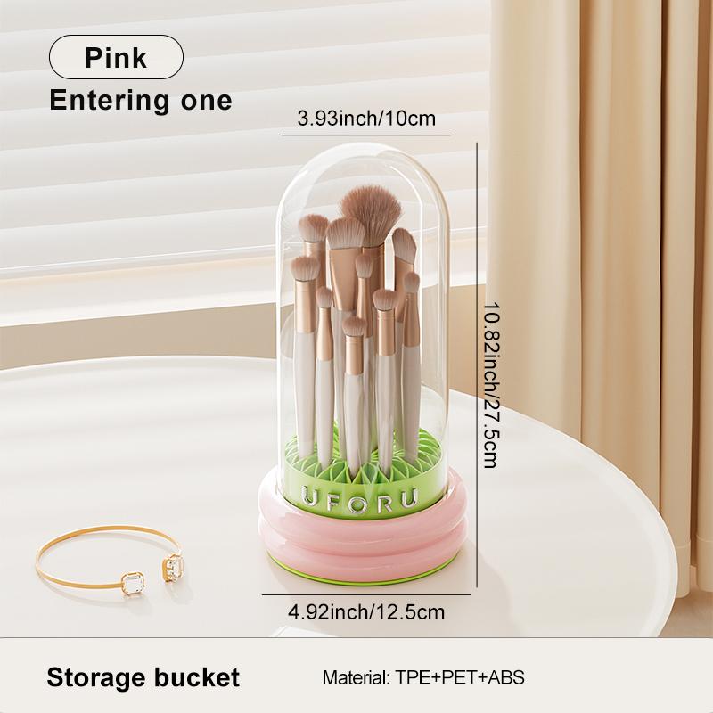 

Uforu Dopamine Makeup Brush Storage Container Dustproof Hanging Drying Multi-Function Makeup Egg Organizer розовый