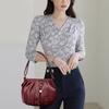 Fashionable Women's Shoulder Bag, Pleated Soft PU Leather Crossbody Bag, Solid Color Handbag, Suitable for Daily Casual Use