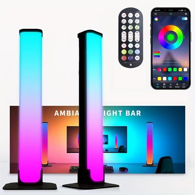 2 barras de luz LED inteligentes, luz nocturna RGB con control remoto y control de aplicación, luz de fondo con sincronización de música para juegos, decoración de dormitorio, lámpara de escritorio