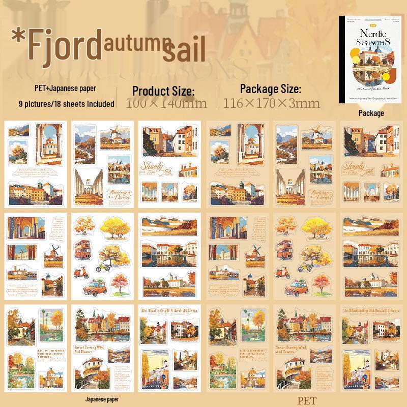 Nordic Four Seasons Tomato Sauce Girl Planner Stickers - Scenery Die-Cut, 4 Styles