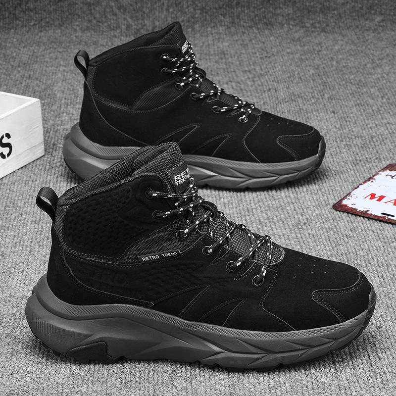 High Top Chunky Sneaker Plus Size 45 Men Women Winter Plush Snow Boots Fashion Casual Cow Suede Height Increased Platform Shoes