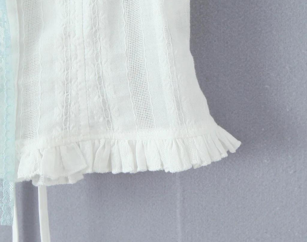 Lace Trim One-Shoulder Camisole - Color Block Slimming Button-Down for Women