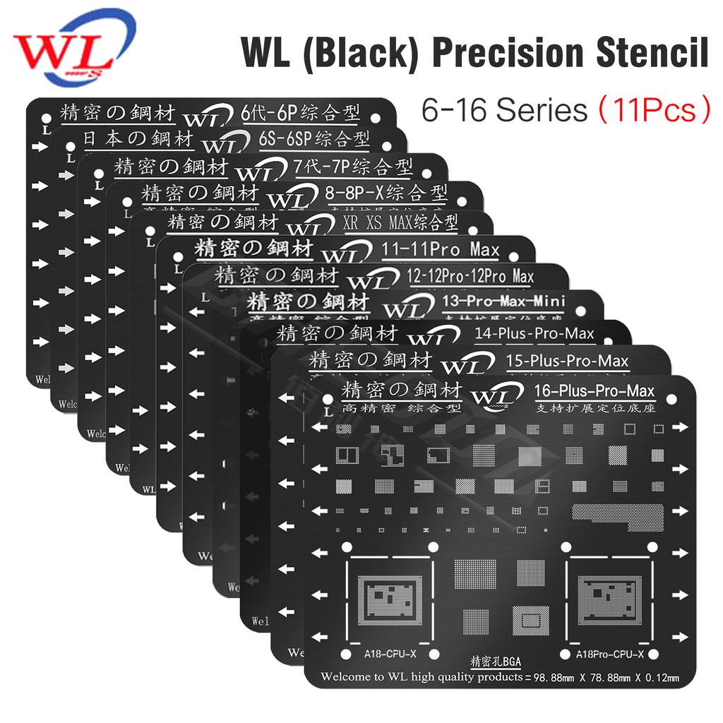 QIANLI MEGA-IDEA Black BGA Reballing Stencil Multifunction Universal Net for iPhone 6-17 Pro Max Planting Tin Steel Mesh Tools