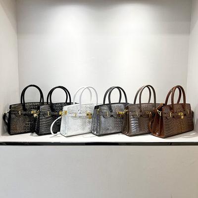 New Women's Bag Trendy Premium Texture Crocodile Pattern Platinum Bag Portable Single Shoulder Oblique Span
