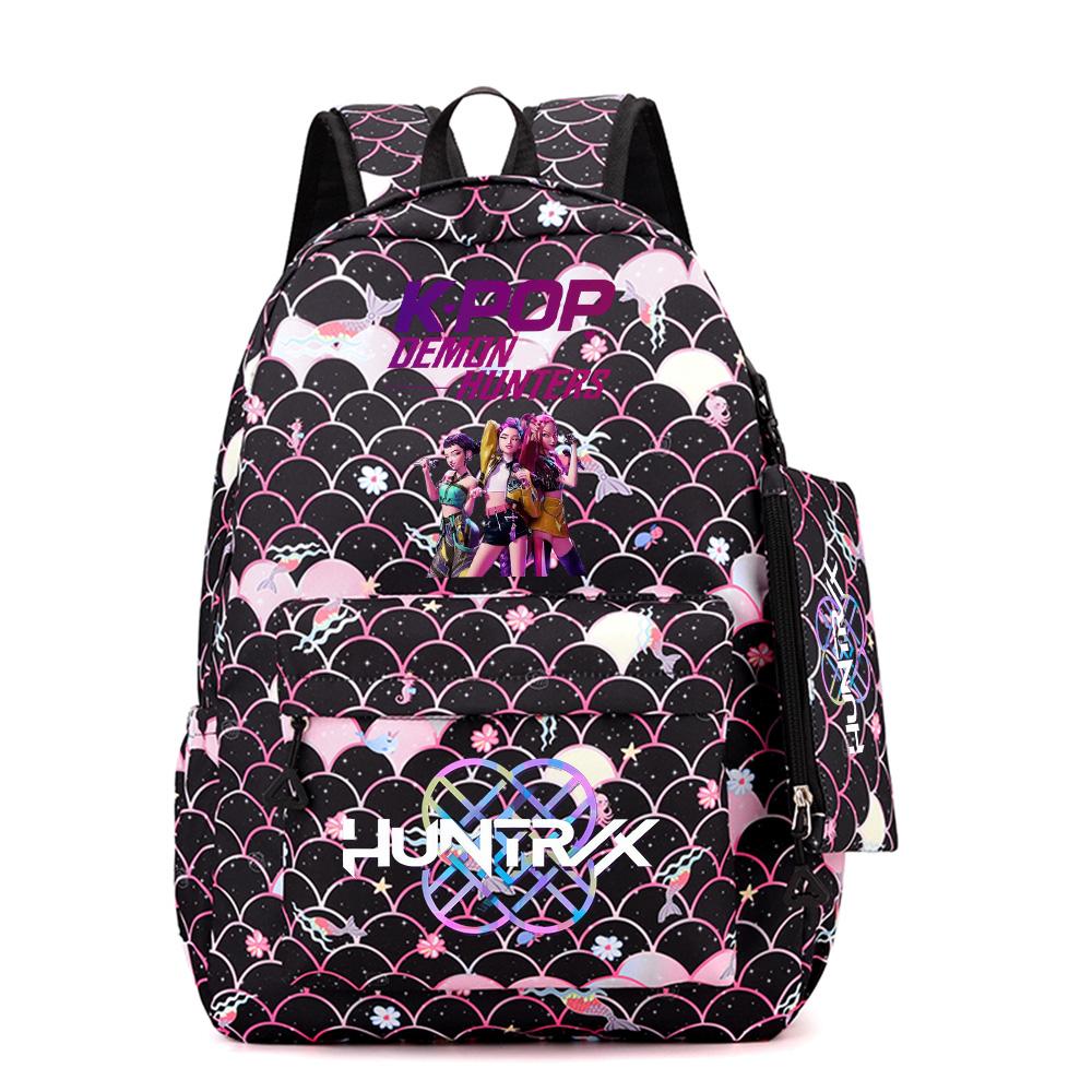 3Pcs/set Anime Kpop Printed Backpack Handbag Pencil Case for Teenger Student Girl Boy Schoolbag Kid Bookbag Large Capacity Travel Bag Gift