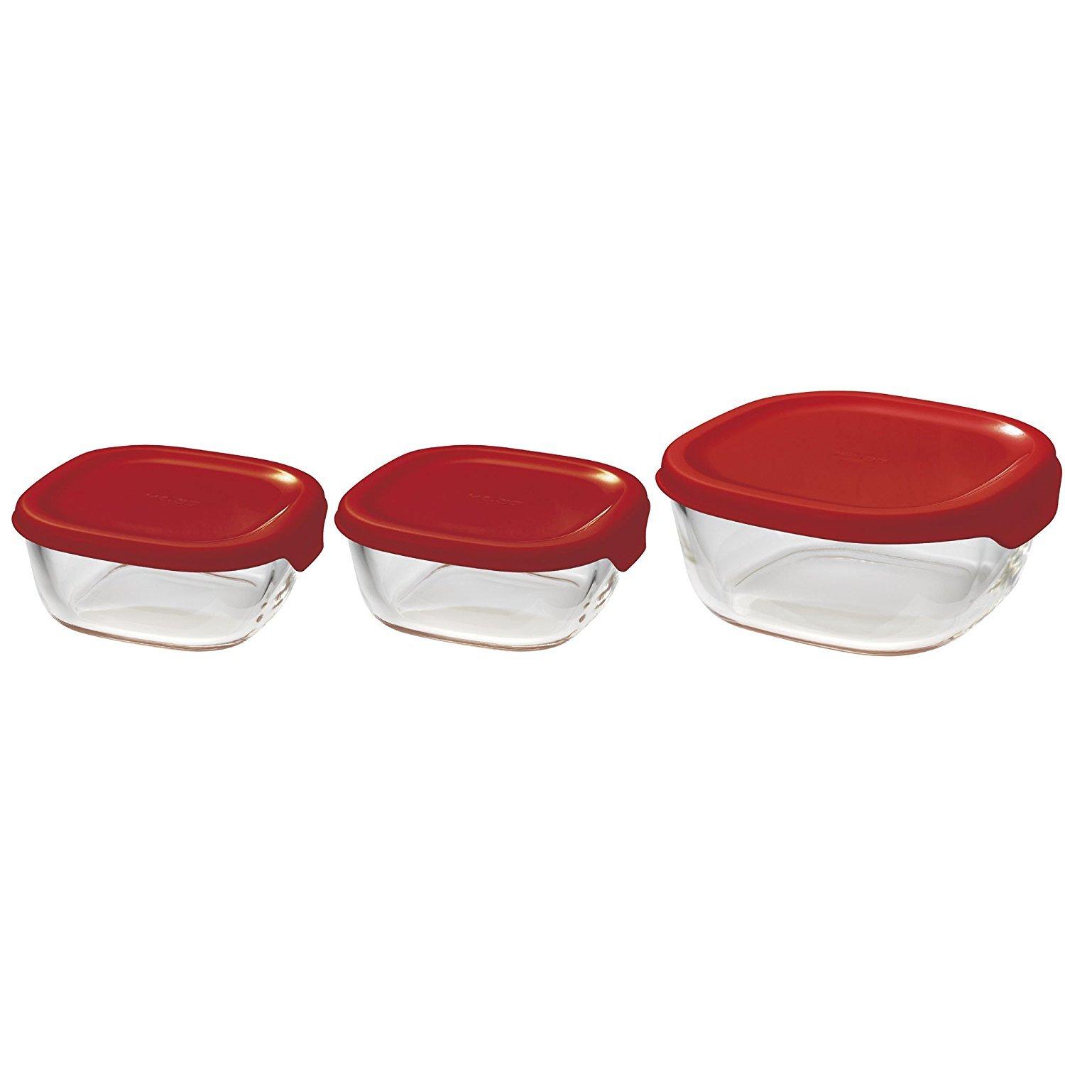 Pack of Hario Glass Storage Containers x 2 Sets [Value 2] Heat-Resistant (3-Piece Set, KST-2012-R)