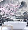 Wallpaper Blossoming Cherry Tree Japan Landscape