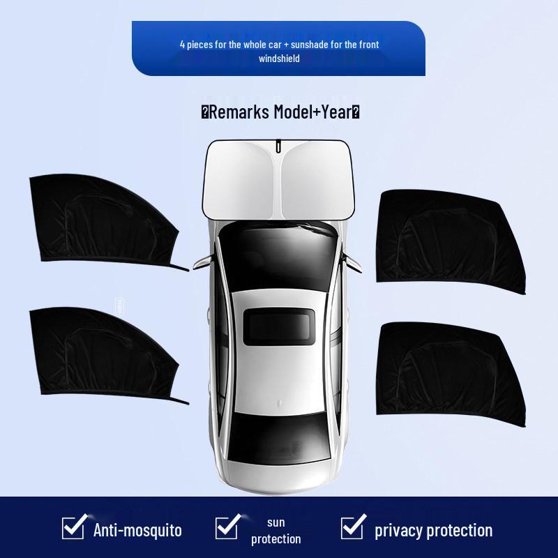 Car Window Sunshade & Anti-Mosquito Mesh Curtain for Privacy and Insect Protection