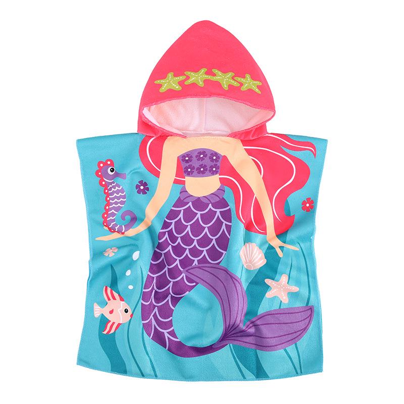 Poncho da Bagno per Bambini ad Asciugatura Rapida: Accappatoio Asciugamano Assorbente da Spiaggia e per Nuoto